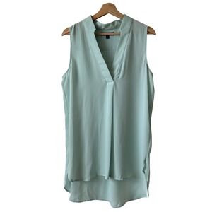 Banana Republic Sleeveless Top Tunic Blouse V Neck Notch Collar Mint Green M